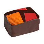 Mango Coconut A mango pate du fruit layered on top of a white chocolate coconut ganache, enrobed in dark chocolate.